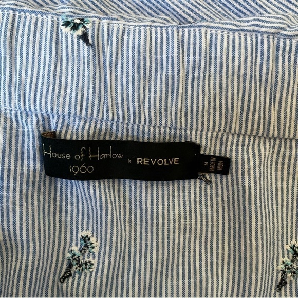 House of Harlow 1960 REVOLVE Nolita Off Shoulder Wrap Midi Dress Pinstripe - Picture 16 of 16